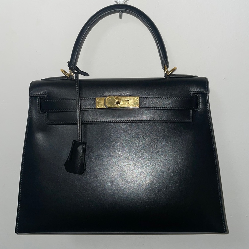 Hermès Kelly Sellier 28 Black Box Calf